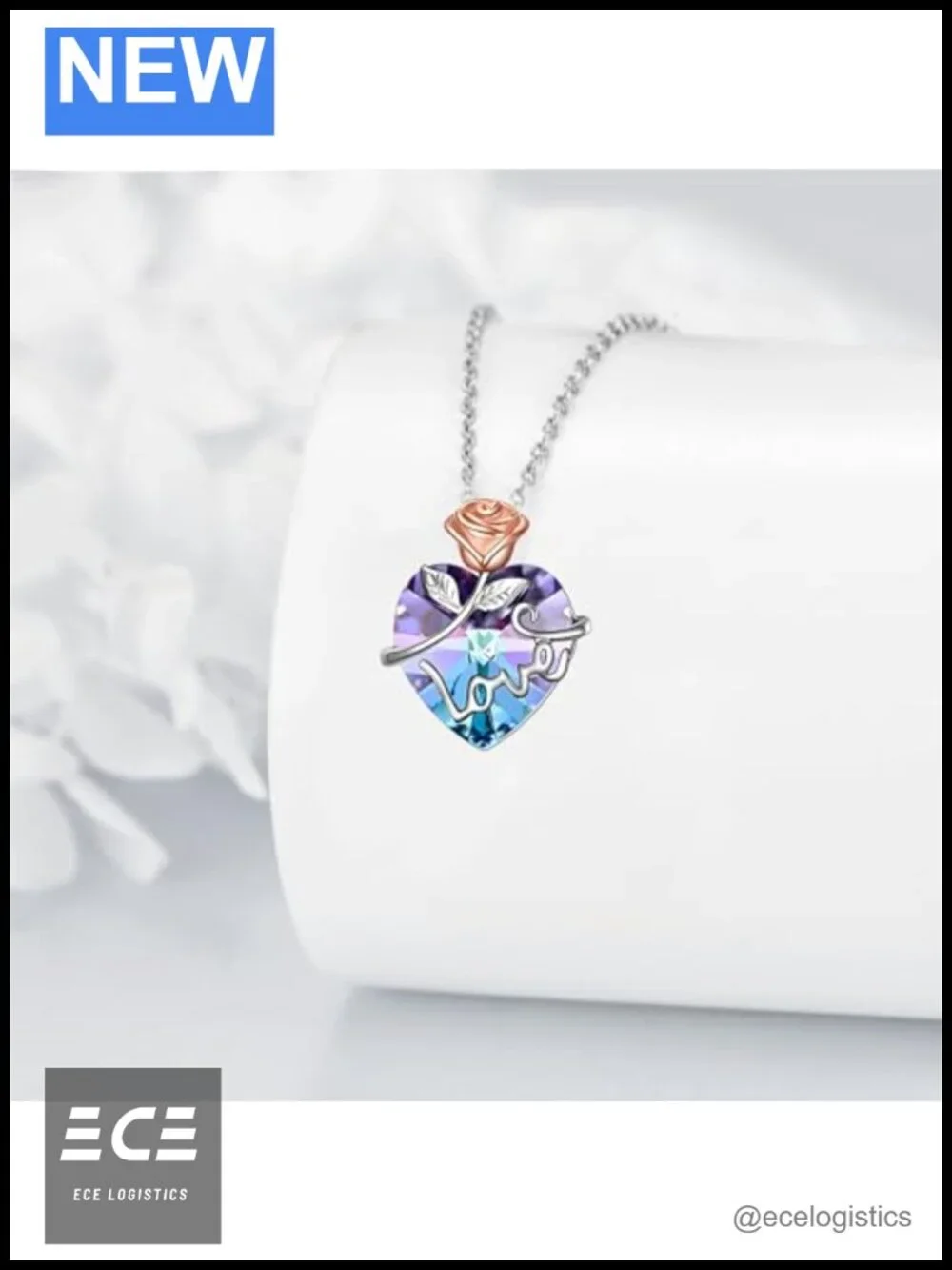 Sterling Silver Heart Pendant Necklace with Austrian Crystal